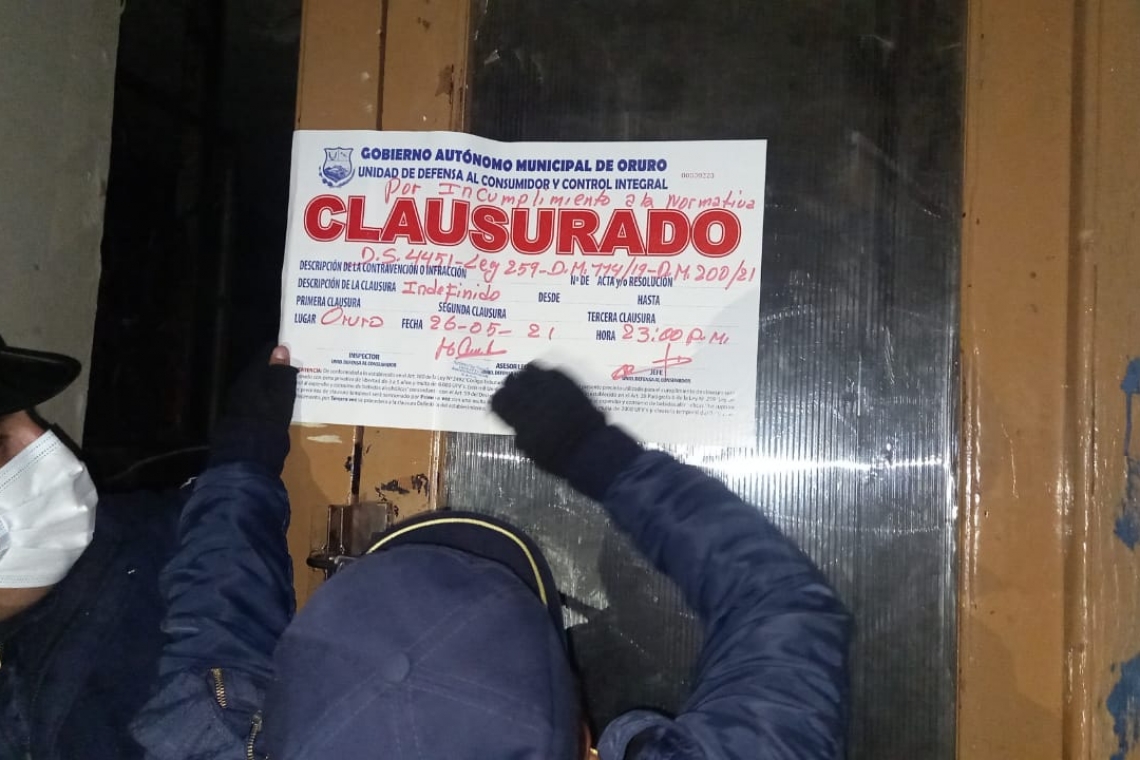 62 centros de expendio de alcohol fueron  clausurados en algo más de un mes