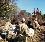 Marinos controlan incendio forestal en frontera con Brasil, en el norte de Pando