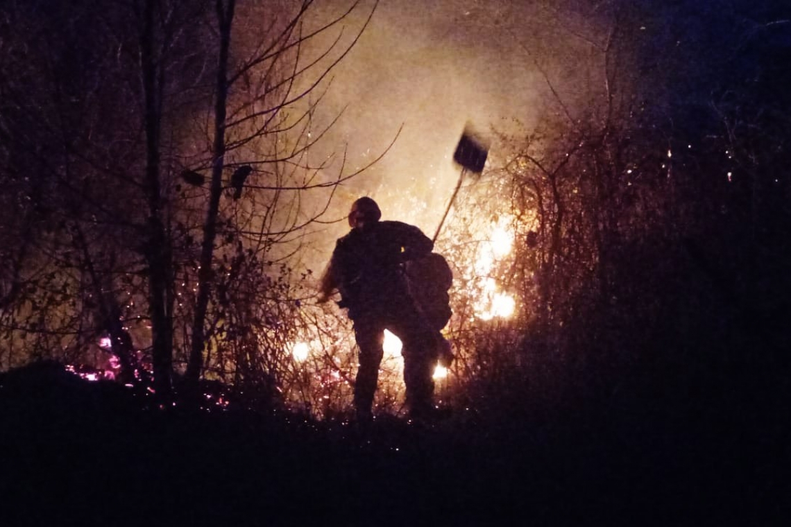 Reportan incendio cerca de Puerto Quijarro, marinos combaten sin pausa contra el fuego