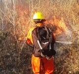 Marinos controlan incendio y evitan llegue a unidad educativa en Puerto Quijarro