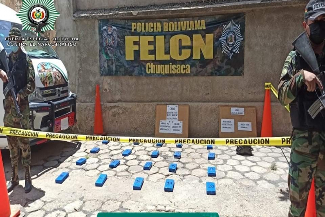 La FELCN confisca 22 kilos de cocaína y marihuana en Sucre y Cochabamba