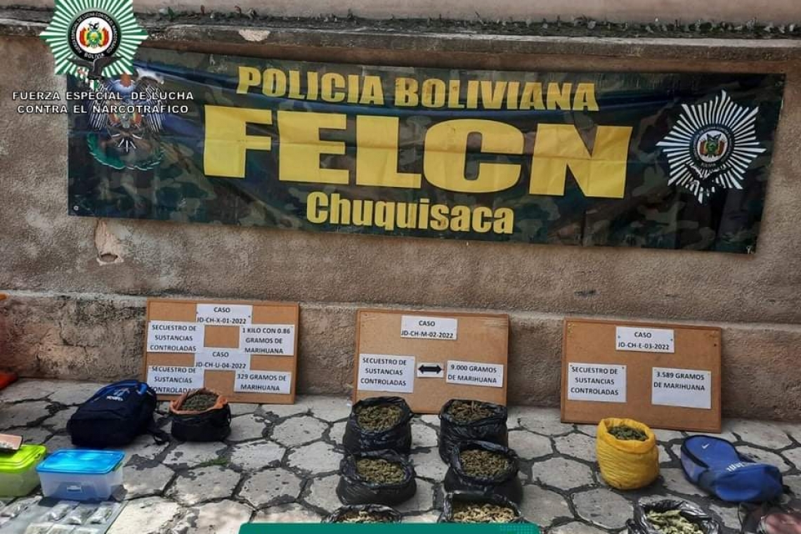 Fuerza antidroga de Sucre confisca 13 kilos de doga y aprehende a 3 implicados