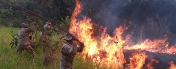 Marinos desplazados para extinguir incendios forestales en el Pantanal Boliviano