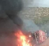 Una cisterna se siniestra en el tramo Villazón-Tupiza, el chofer muere calcinado