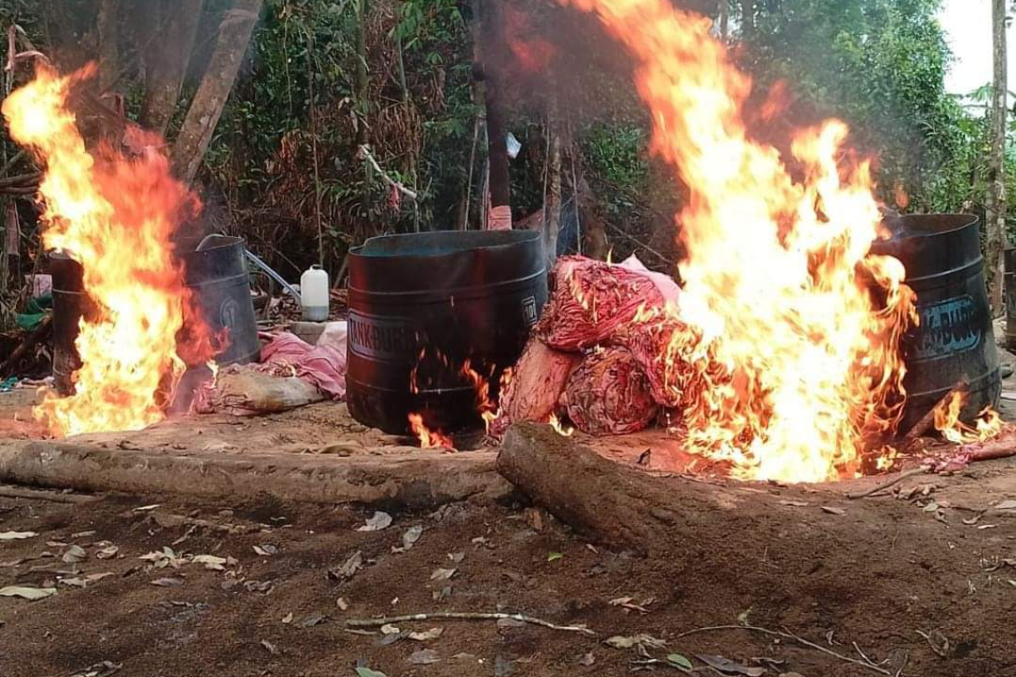 En Villa Tunari personal de UMOPAR destruye 15 fábricas de cocaína