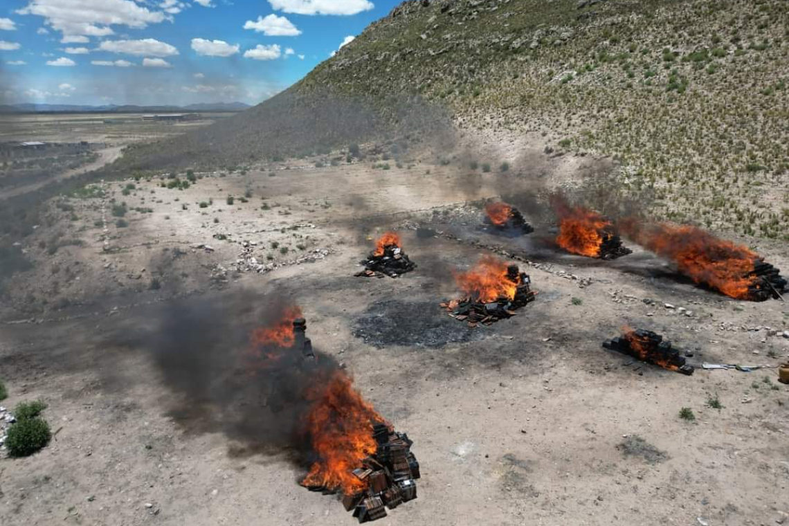 ONU avala incineración de 8,7 toneladas de cocaína, valuado en $us 526 millones