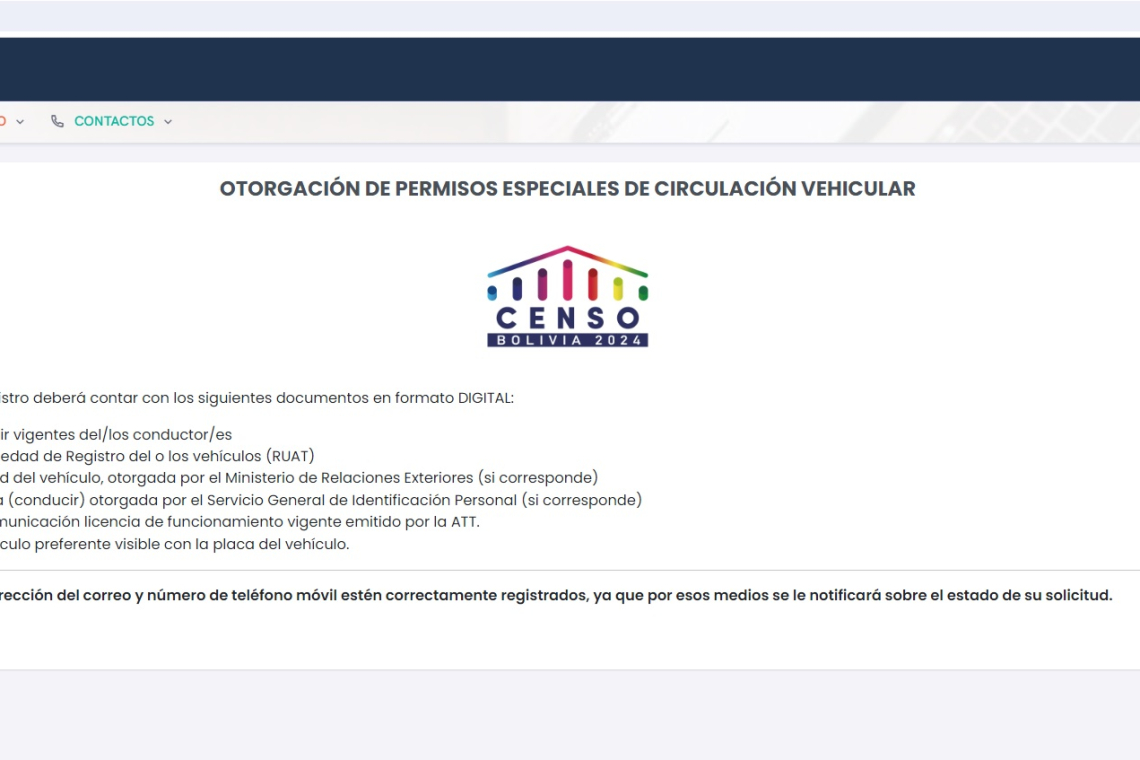 INE habilita plataforma para solicitar permiso de circulación de vehículos en el día del Censo