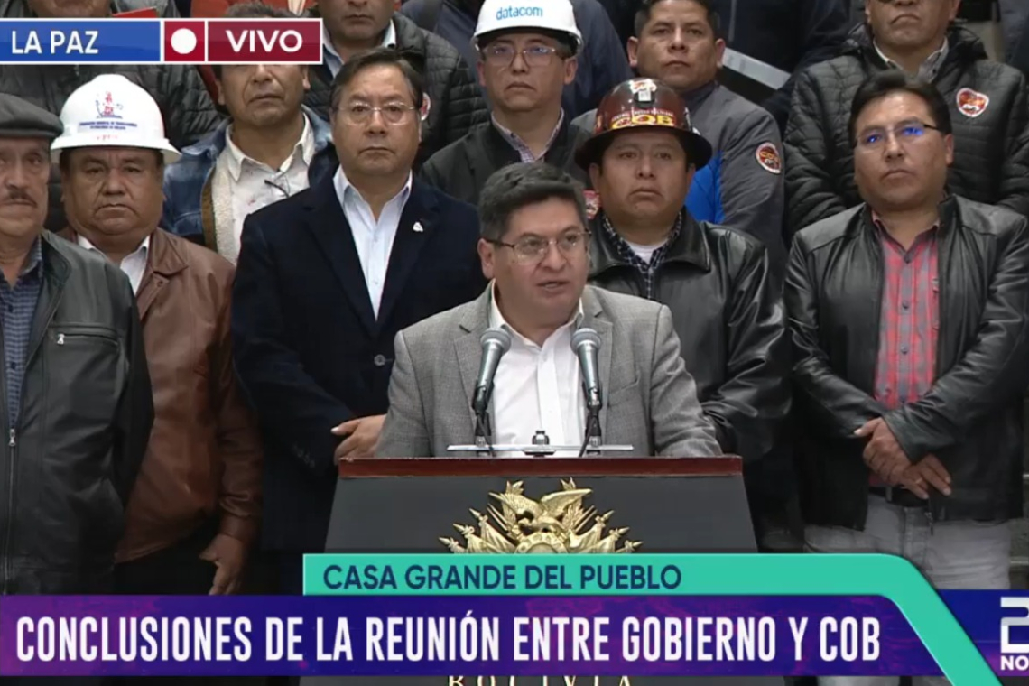 Gobierno y COB acuerdan incremento salarial del 10% al mínimo nacional y de hasta 5% al haber básico en 4 sectores