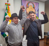 El ministro Eduardo del Castillo y el dirigente Milán Berna, binomio presidencial del MAS y del Pacto de Unidad