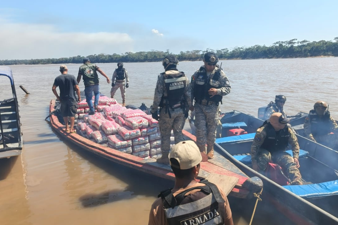 Navales incautan 300 paquetes de arroz valuado en Bs135.000 en frontera con Brasil