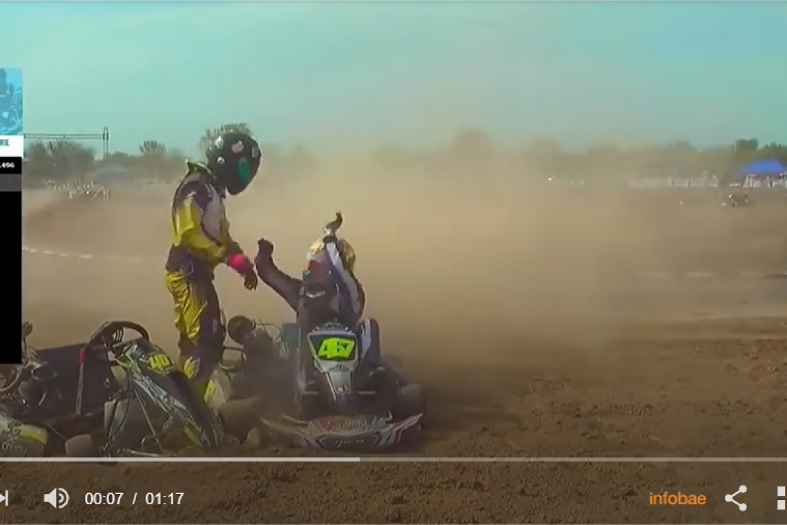 Un despiste durante una carrera de karting en Chaco terminó en una brutal pelea entre dos pilotos con golpes de puño y patadas