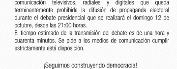 TSE prohíbe difusión de propaganda electoral durante el debate presidencial