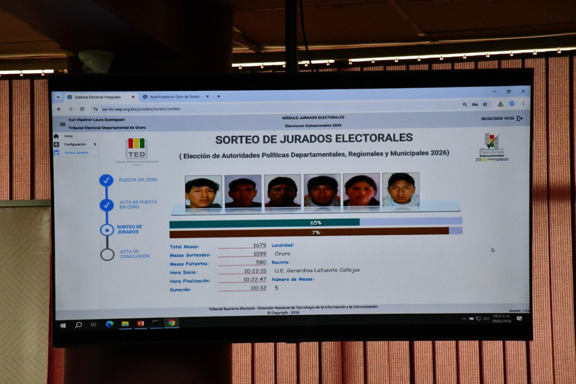 Oruro sortea 10.074 jurados que garantizarán la democracia en las elecciones subnacionales