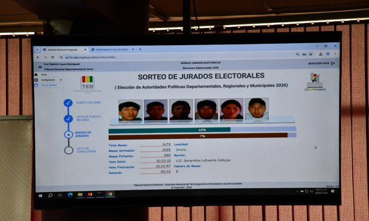 Oruro sortea 10.074 jurados que garantizarán la democracia en las elecciones subnacionales