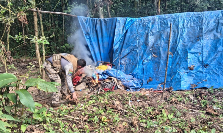 Marinos desmantelan cinco campamentos de minería ilegal en área protegida del Madidi